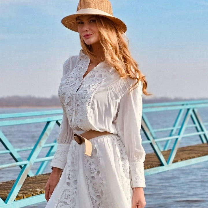 Boho Lace Two-Piece Set – White