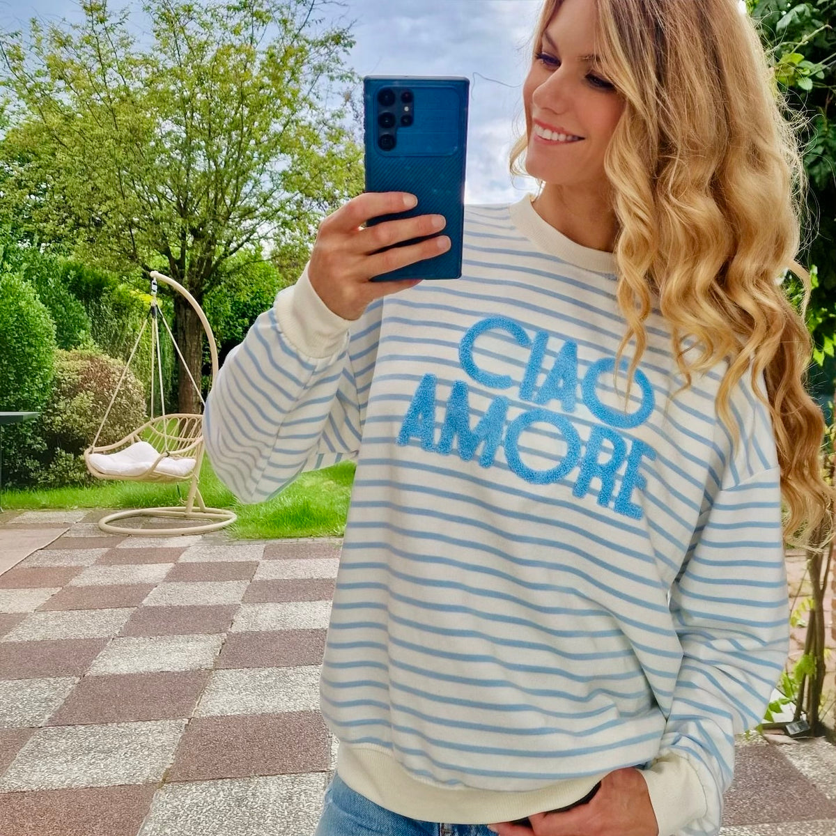 Ciao Amore Striped Sweatshirt