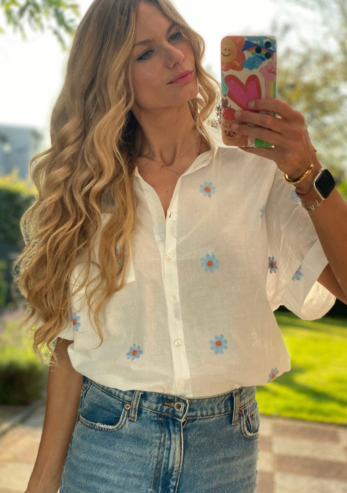 Floral Embroidered Cotton Blouse