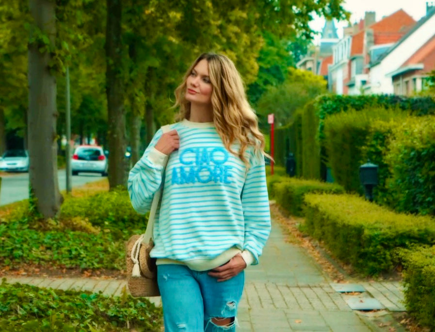 Ciao Amore Striped Sweatshirt