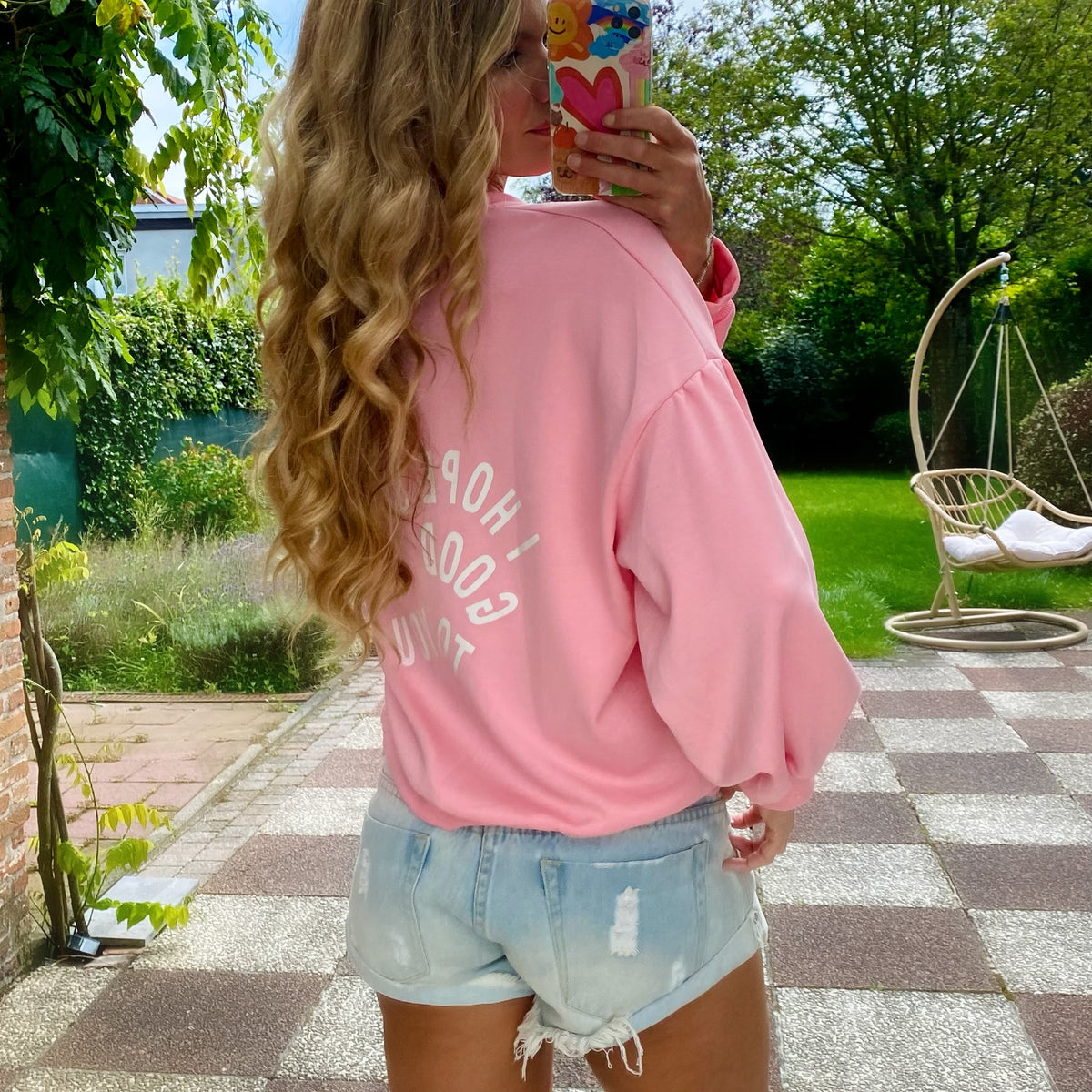 Light silky feel pink sweatshirt