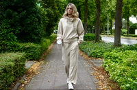 Cozy Chic Beige Tracksuit Set for Lounging and On the Move