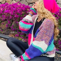 Handmade Vibrant Multi-Color Knit Cardigan