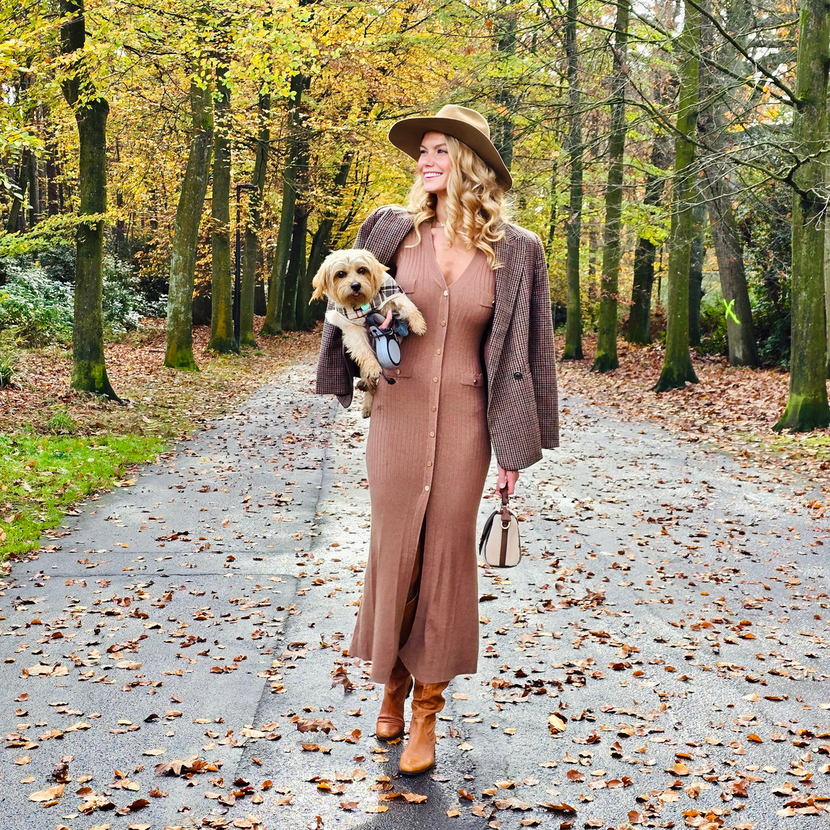 Chic Button-Down Midi Dress with Gold Accents