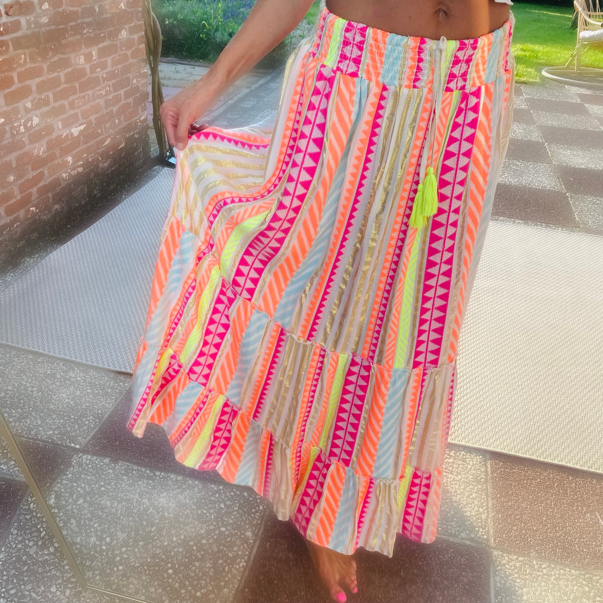 Vibrant Patterned Maxi Skirt