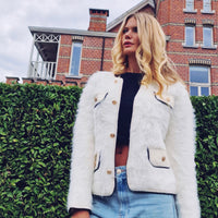 Luxe Faux Fur Jacket with Button Detail