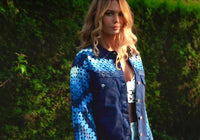 Denim Jacket with Blue Crochet Sleeves - LouisCharisse