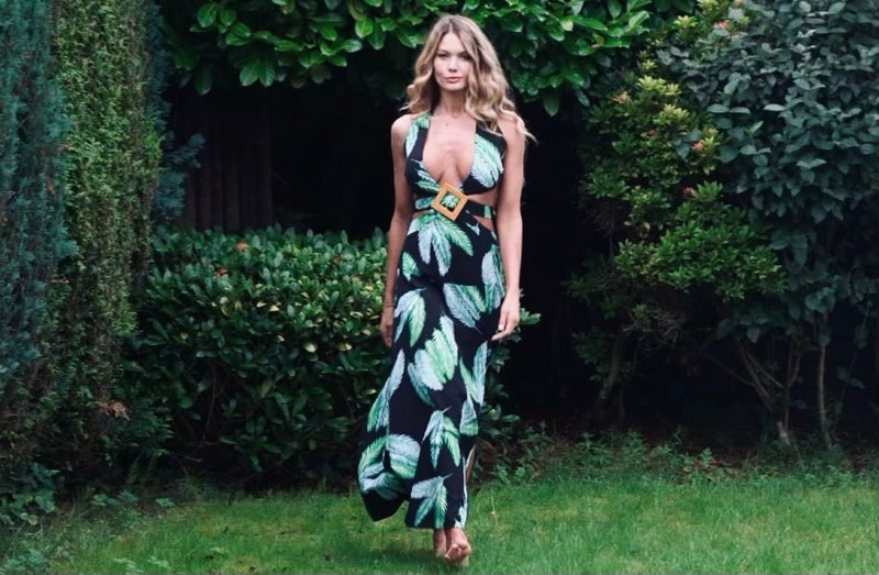 Tropical Leaf Print Maxi Dress - LouisCharisse